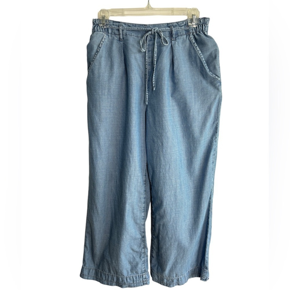 American Eagle Size 6 Lyocell Elastic Waist High Rise Wide Leg Cropped Pants - Picture 3 of 9